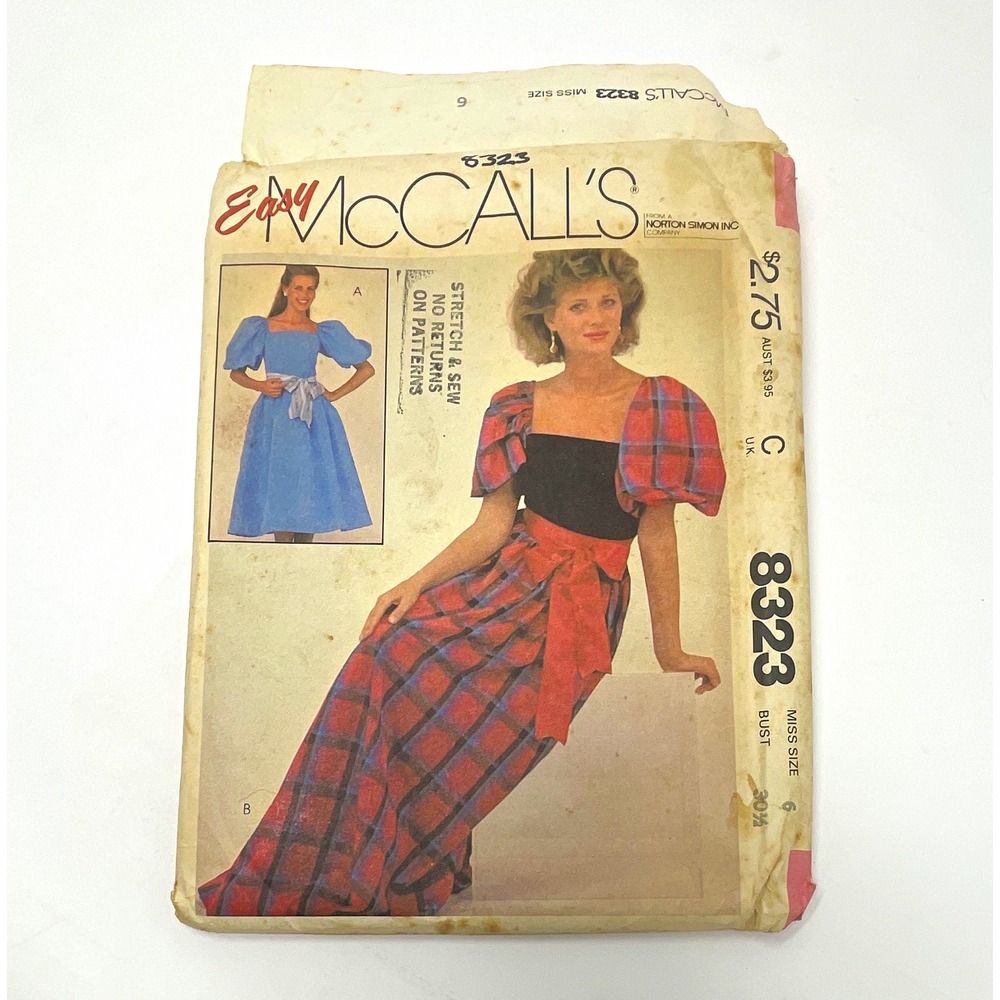 McCall’s Easy 8323 Vintage Original Sewing Pattern Women’s Misses’ Dress Sz 6